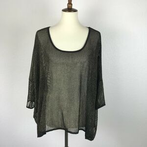 Akira Black Label Pullover Sheer Asymmetric Mesh Top